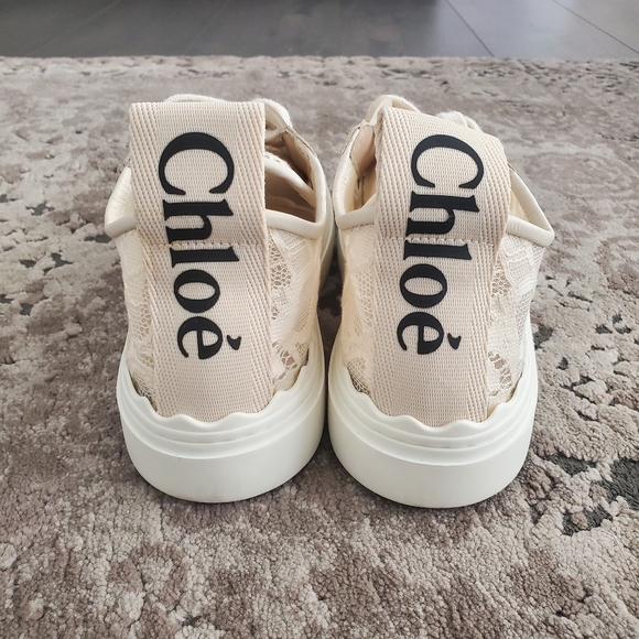 Chloé Lauren Mesh Lace Low-Top Sneakers Size 38 - Picture 10 of 11
